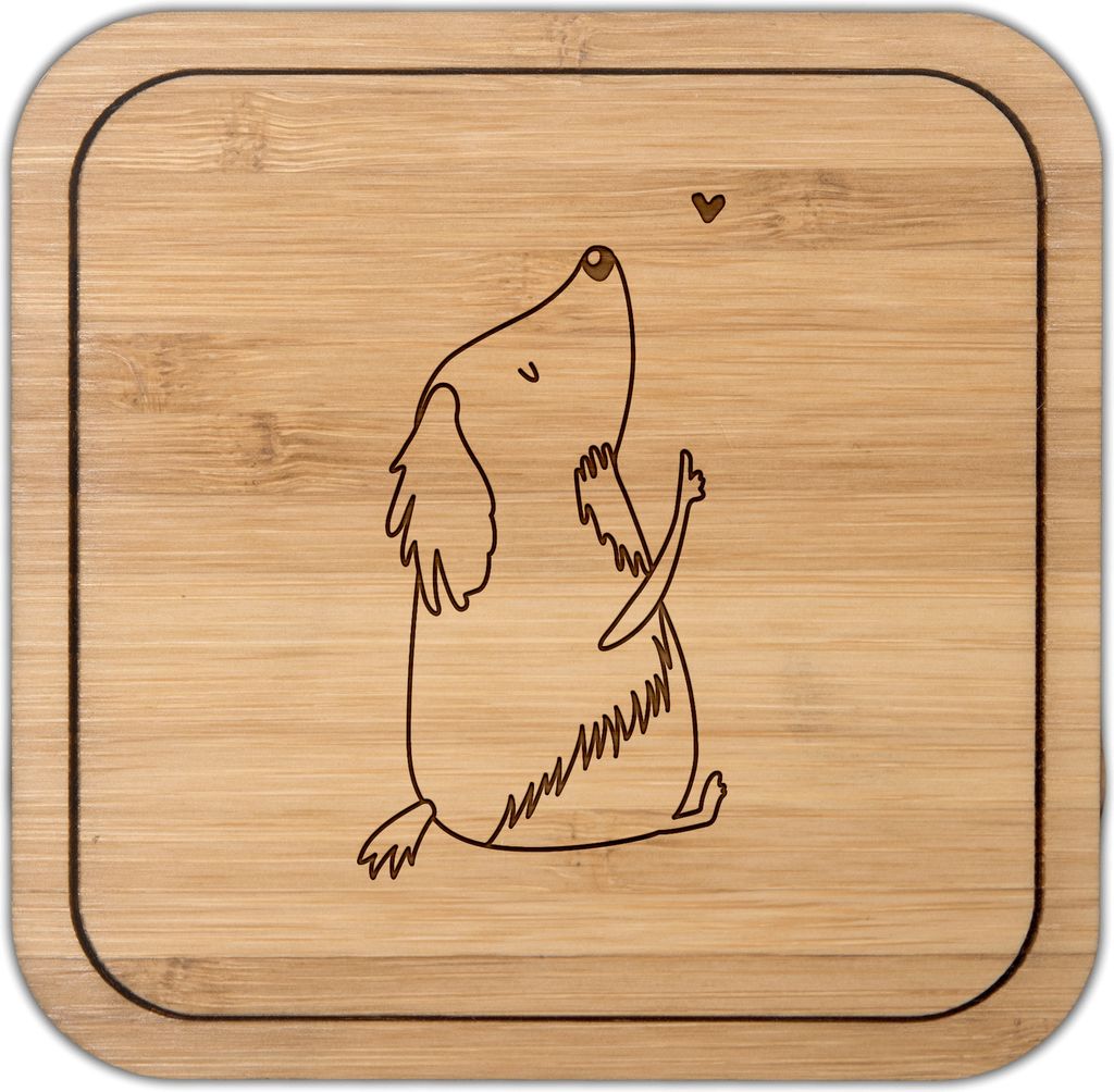 Mr. & Mrs. Panda Tassenuntersetzer Hund Liebe - Transparent - Geschenk, Getränkeuntersetzer, Tischuntersetzer, Haustier, Coaster, Herz, Tischschon...