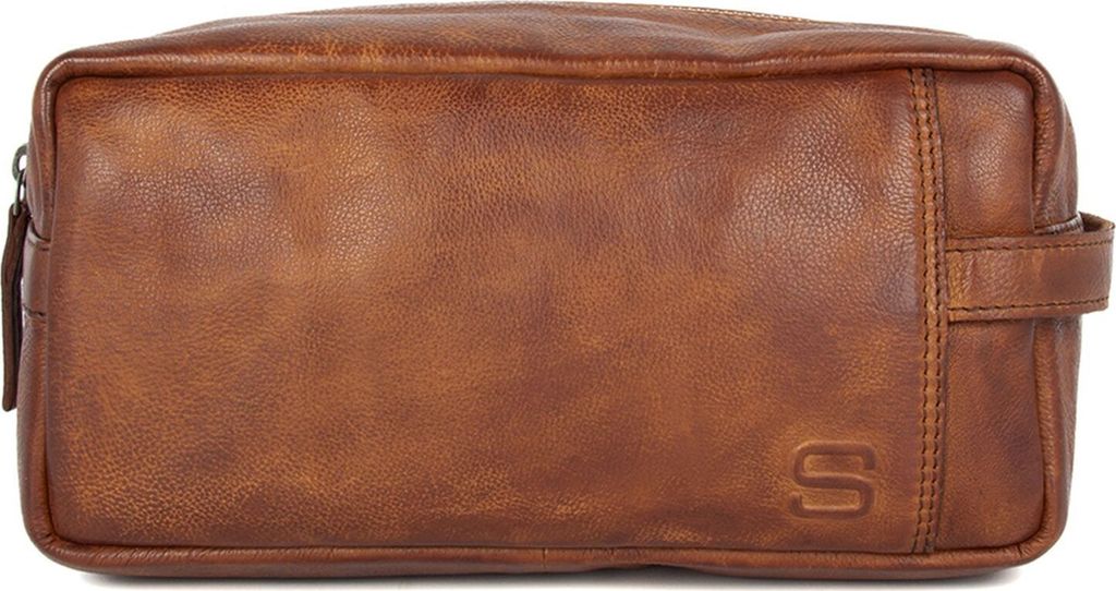 SPIKES & SPARROW Leder Kulturbeutel Pecos Toiletry Bag Brandy braun