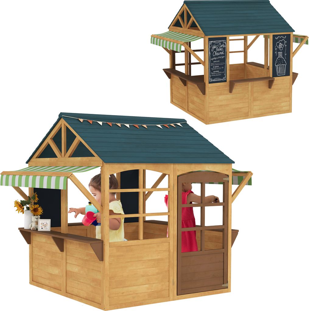 AIYAPLAY Kinderspielhaus aus Tannenholz, Faltbares Häuschen Produktbild 