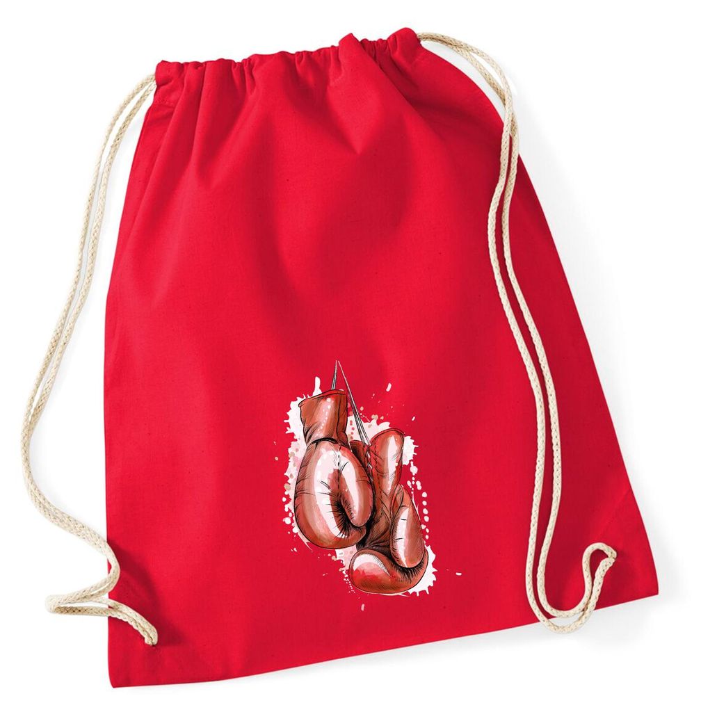 Huuraa Turnbeutel Boxhandschuh Comic 12 Liter Classic Red Baumwolle Rucksack Geschenkidee