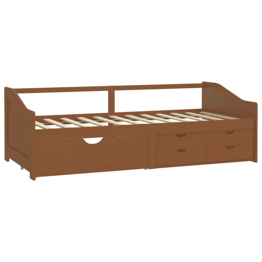 "im Sonderangebot"Bettgestell/Tagesbett - CLORIS - Einzelbett - 3-Sitzer Schubladen Honigbraun Kiefernholz 90x200 cm - Einfache Montage - - DEMöbe...