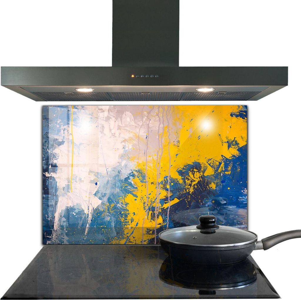 Spritzschutz aus Glas Küchenrückwand - Wandschutz für Herd und Spüle - 80x60 cm - Abstrakte farbige Farbe