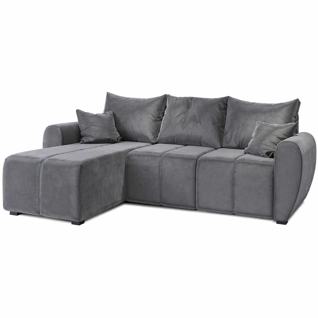 Ecksofa MOKA mit Schlaffunktion L-Form, Sofa mit Bettkasten, Wohnzimmersofa, Bettsofa – Dunkelgrau Paros 06