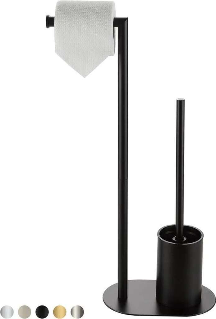 Toilettes en acier inoxydable noir avec chasse d'eau et kit brosses complet