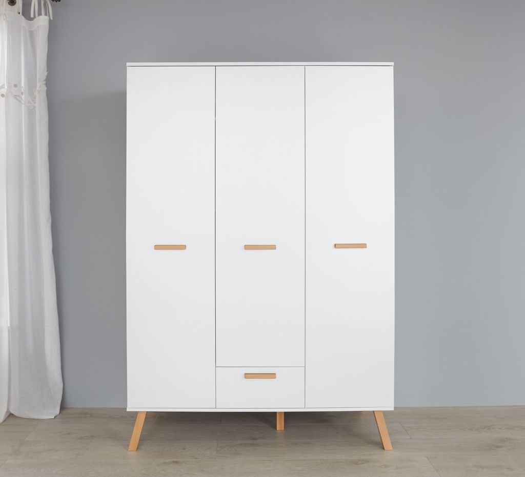 trendteam Babyzimmer Kleiderschrank Mats Weiß Melamin 130 x Produktbild 3