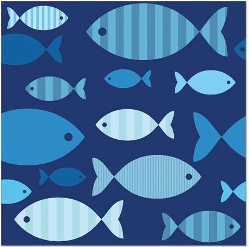 Servietten, 3-lagig 1/4-Falz 33 cm x 33 cm "Blue Fish" Produktbild 
