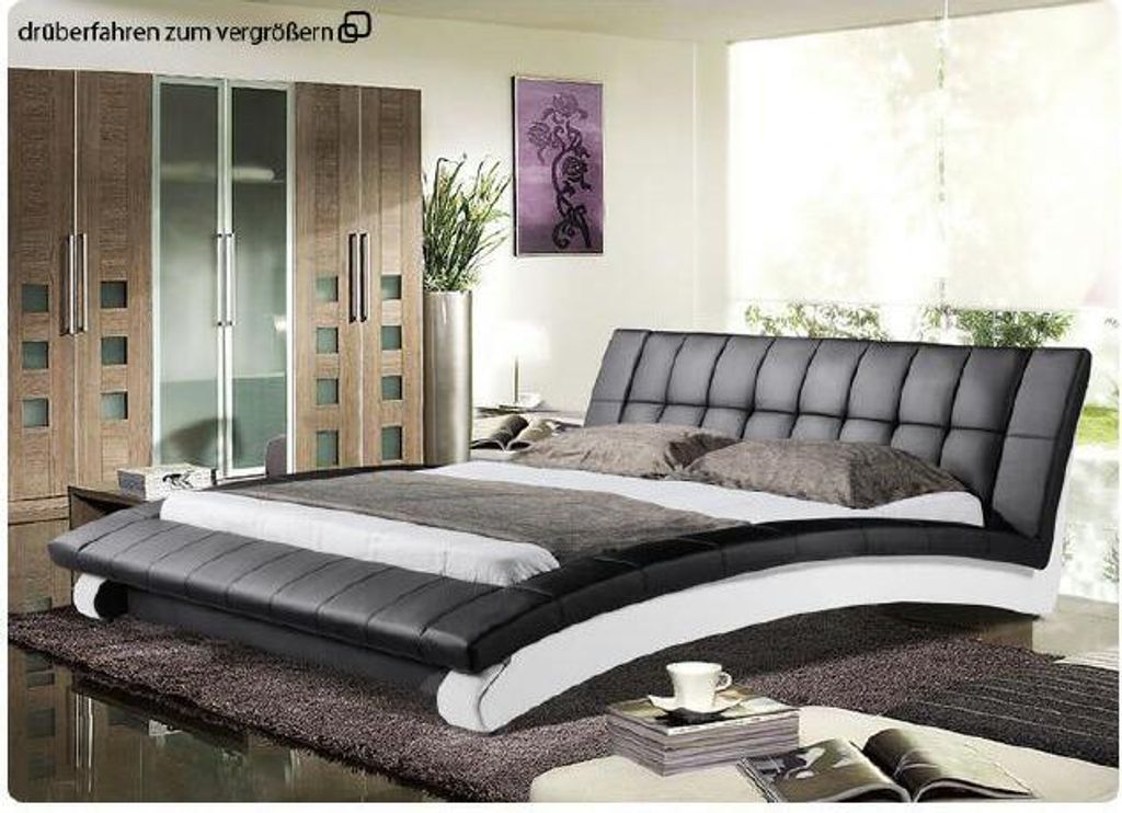 Wasserbett Komplett Lederbett Polsterbett mit Matratze Neu MICHA Bett Betten