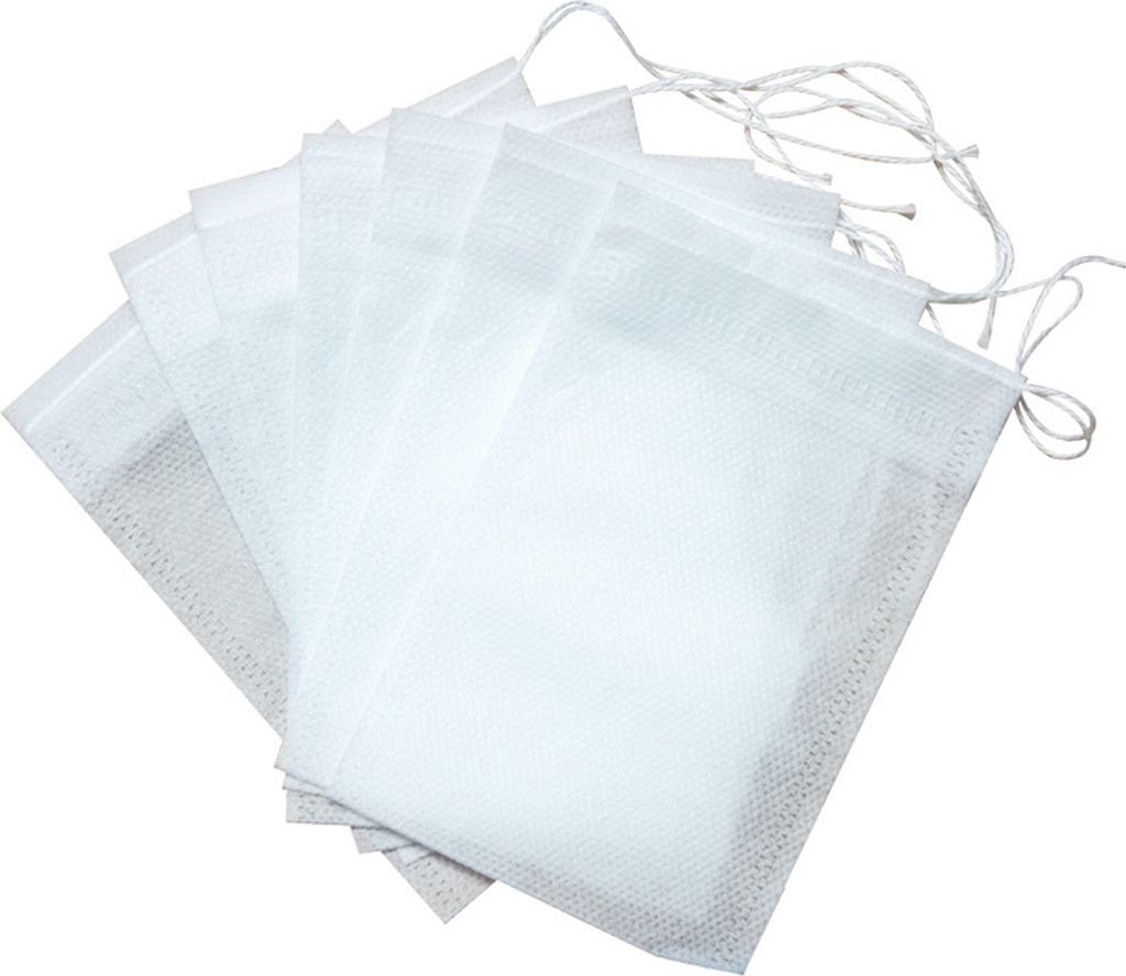 100 Stück Teebeutel, feinmaschig, mit Kordelzugverschluss, Einweg-Teefilterbeutel für losen Tee und Kaffee