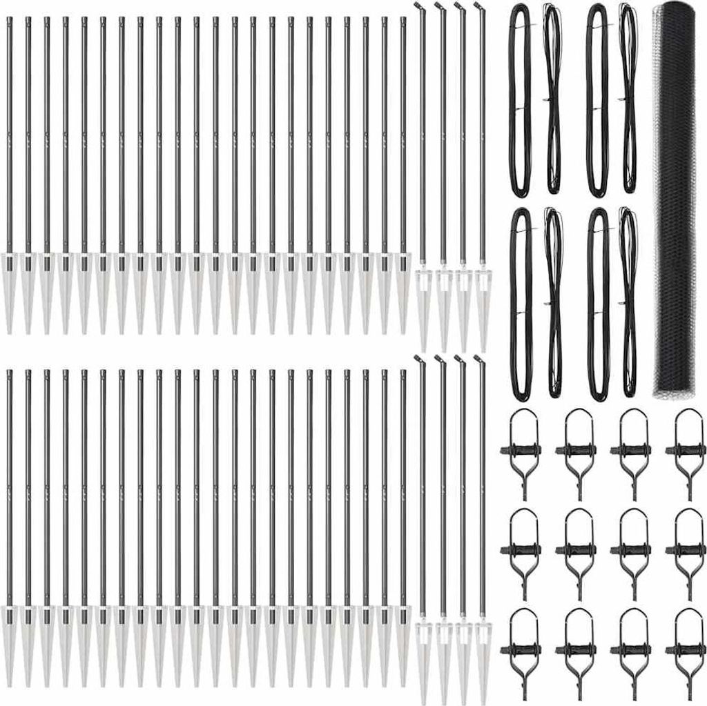 vidaXL Zaunpfosten Grau 100 x 1,6 m (25 mm Maschennetz) Stahl und PVC