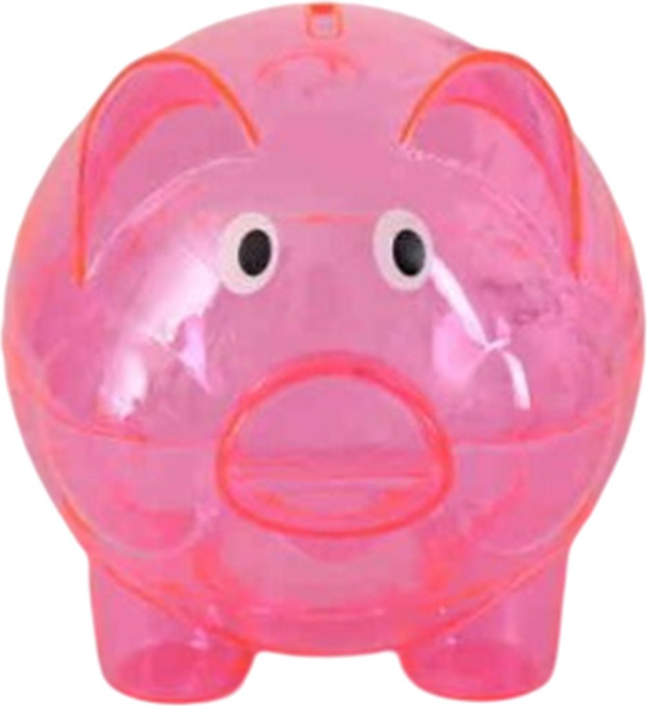 Sparschwein, transparent, sichtbar, niedliche Cartoon-Schweinform, Geldsparbox für den Alltag