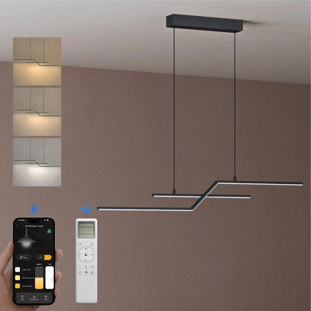 Éclairage Intérieur LED pour Cuisine et Bureau Suspension Noire 105cm