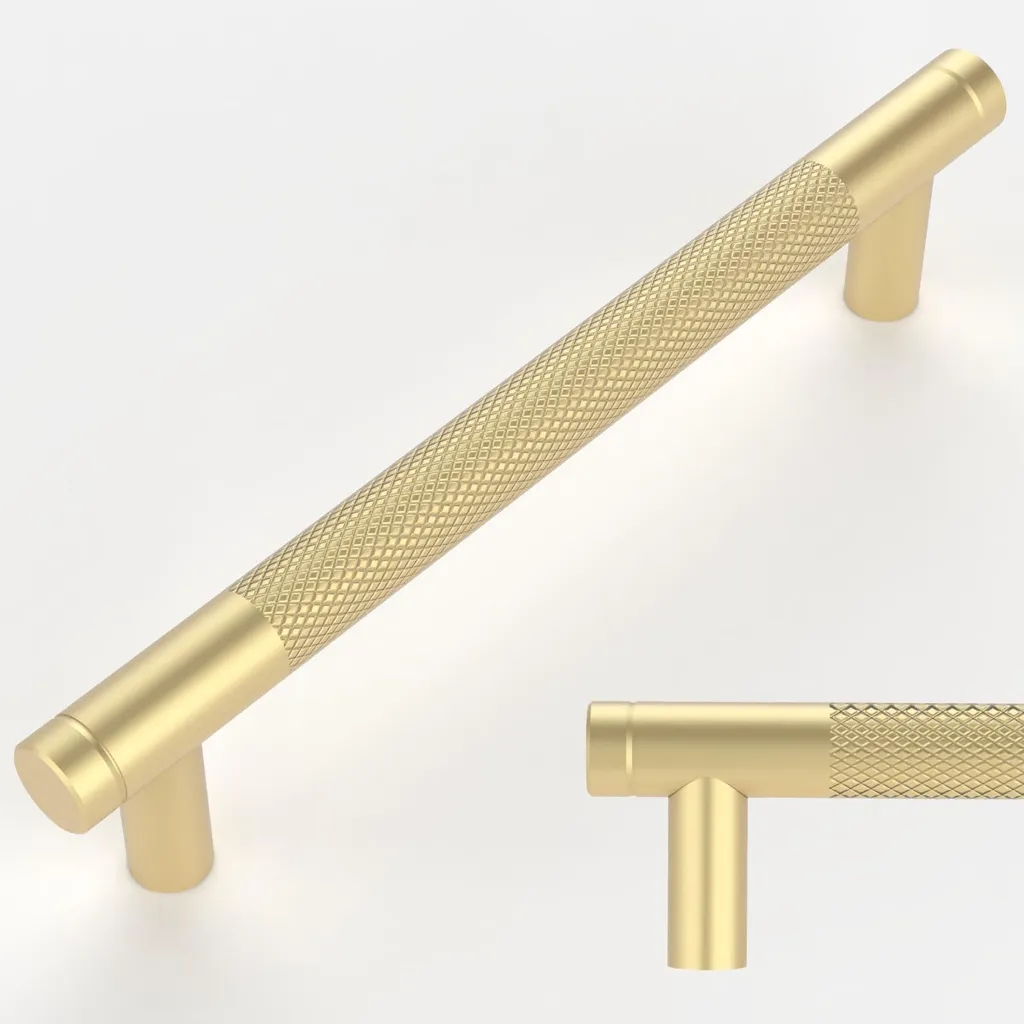 Poignée de meuble design en aluminium doré entraxe 160mm pour tiroir