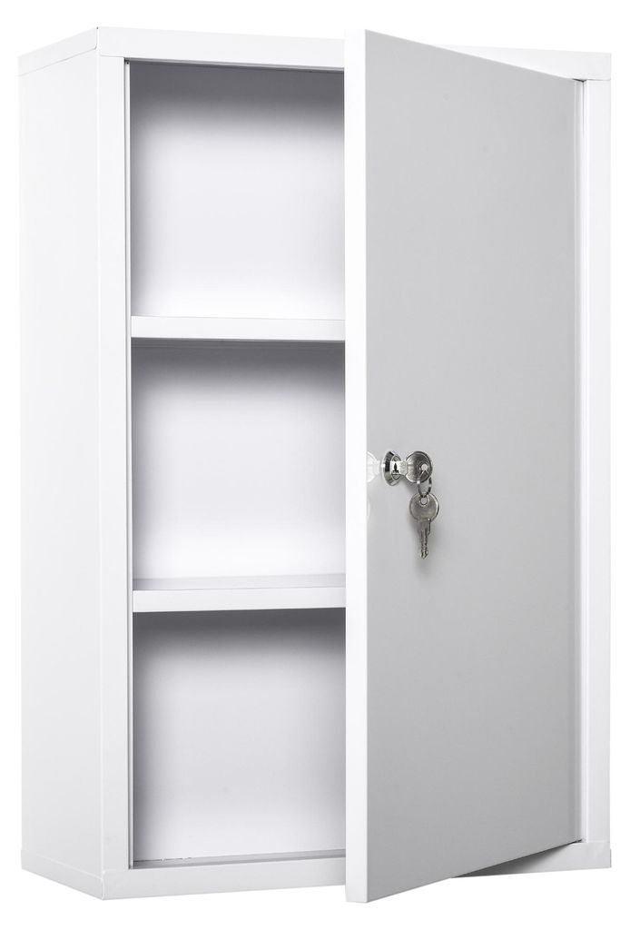 Medizinschrank Arzneischrank zur Medikamenten-Aufbewahrung. Abschlie?bar Medikamentenschrank Metall mit 3 F?chern Erste-Hilfe-Schrank. 40 x 18 x 60...