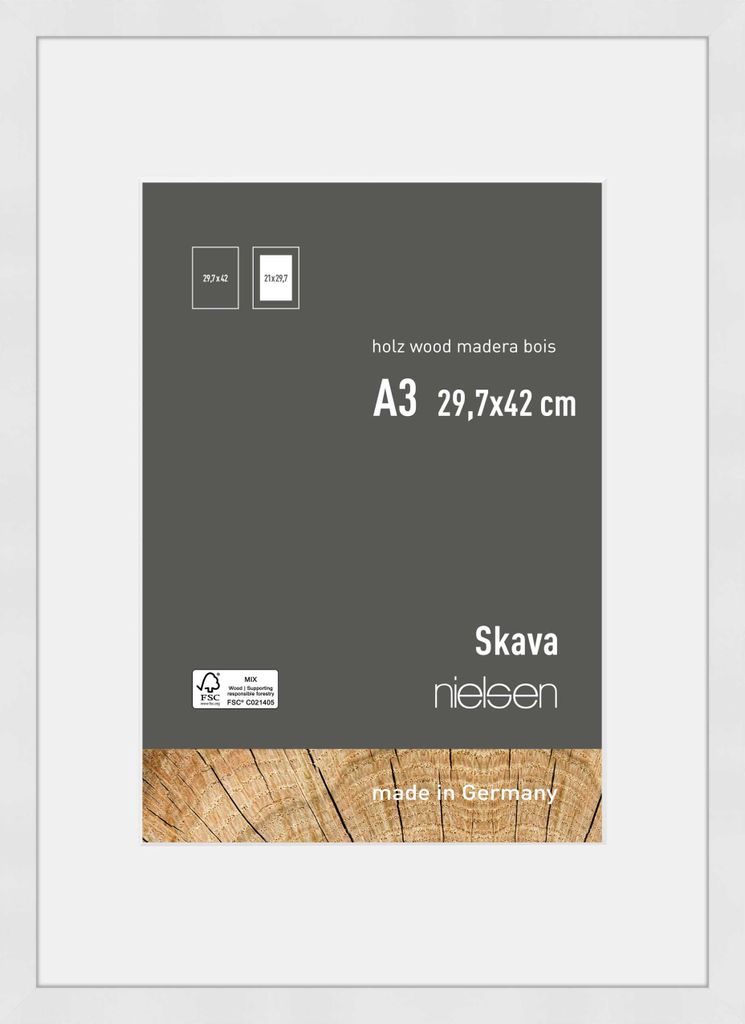 nielsen Holz Bilderrahmen Skava Weiß, 29,7 x 42,0 cm (A3) - Produktbild 