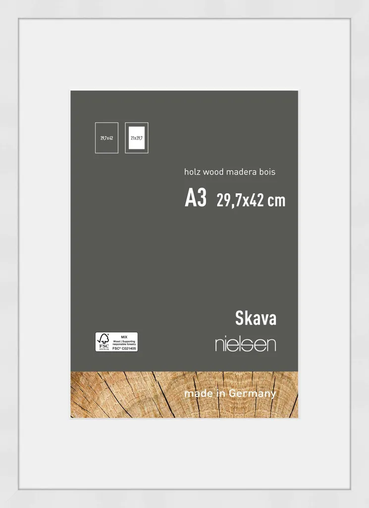 Cadre photo A3 blanc Nielsen Skava pour exposition murale et poster A4