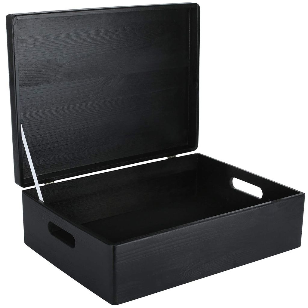 Creative Deco XL Zwarte Houten Doos met Deksel Opbergdoos, Productafbeelding 