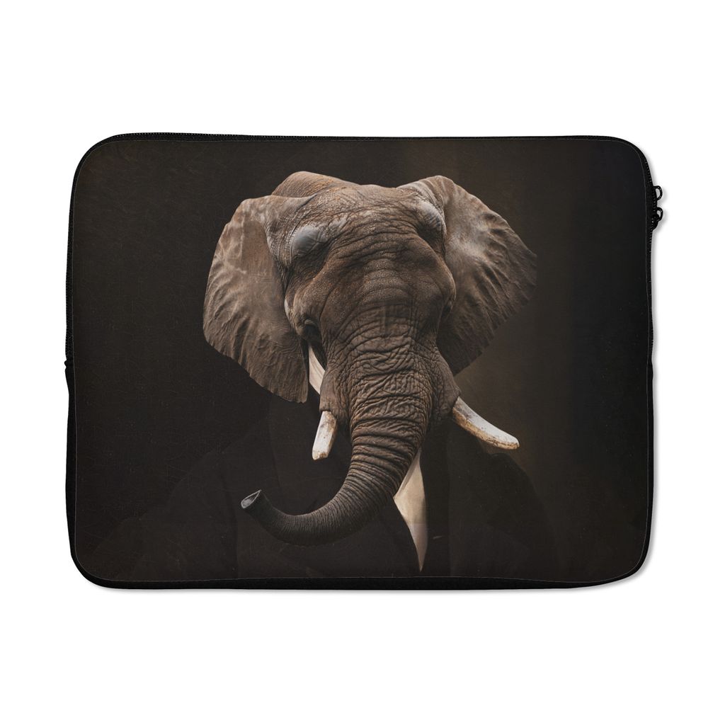 MuchoWow Laptop Hülle 17 Zoll Laptoptasche Elefant - Malerei - Alte Meister - Zipper - Schutzabdeckung