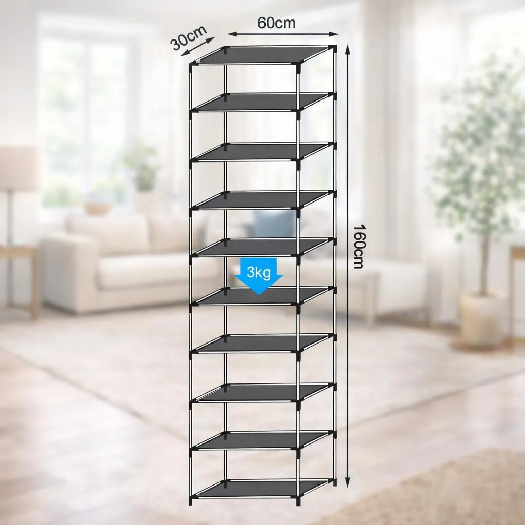Armoire en tissu noire 10 étagères : stop au désordre et à la poussière - 5