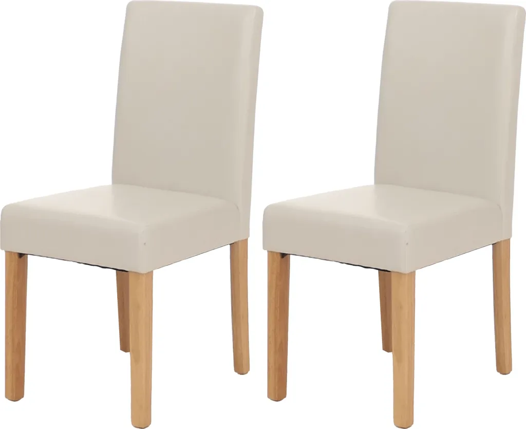 Set 2 Sedie Littau Bianche Gambe Chiare - Sedie Sala da Pranzo Pelle