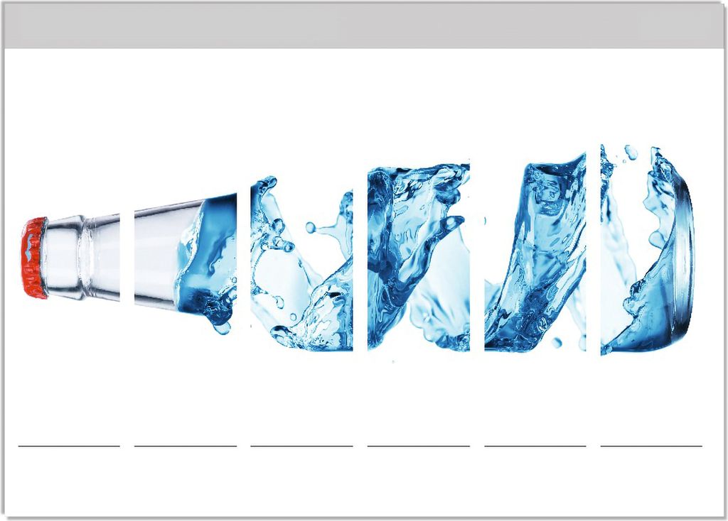 Wallario Ordnerrücken Sticker, selbstklebend für breite Ordner, 6 Stück, Motiv Strudel in der Wasserflasche