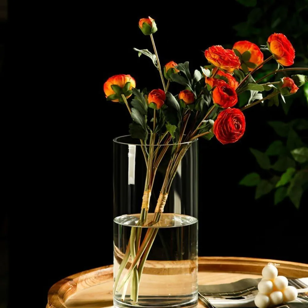 Vase en verre 25 cm stable et large pour bouquets de fleurs modernes