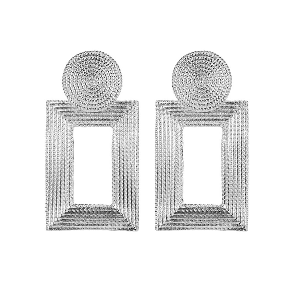 Damen-Ohrstecker, hohl, rechteckig, geometrisch, Statement-Schmuck-Golden