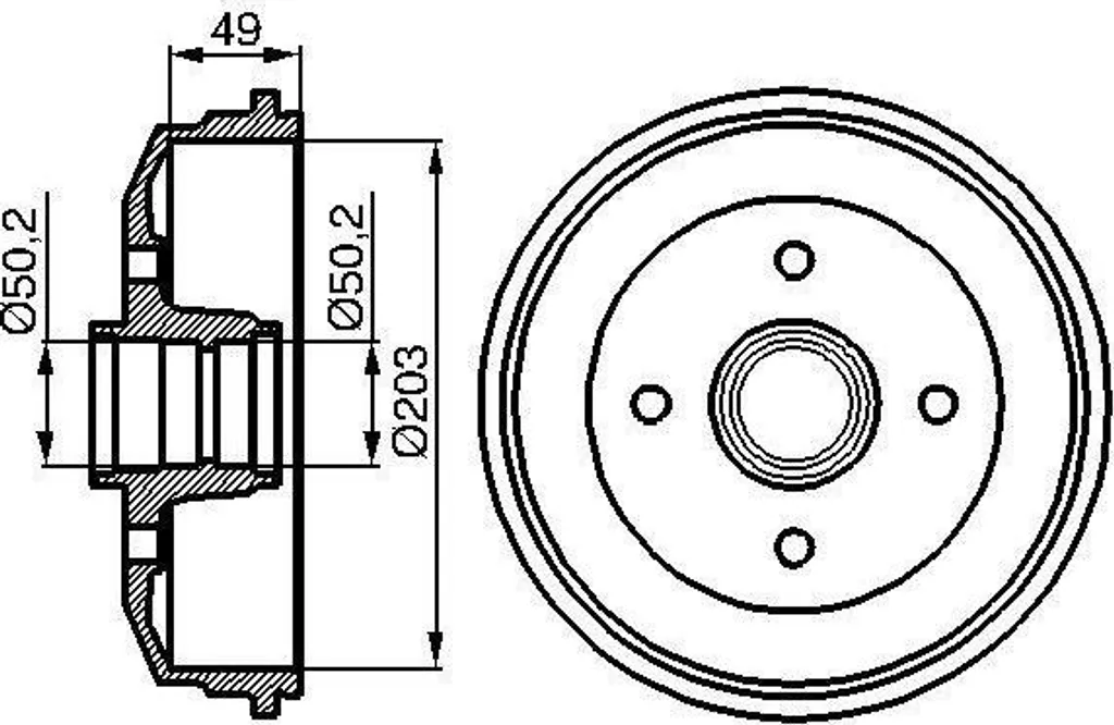 Tambour de frein arrière de rechange Bosch pour Ford Escort Ø 180mm