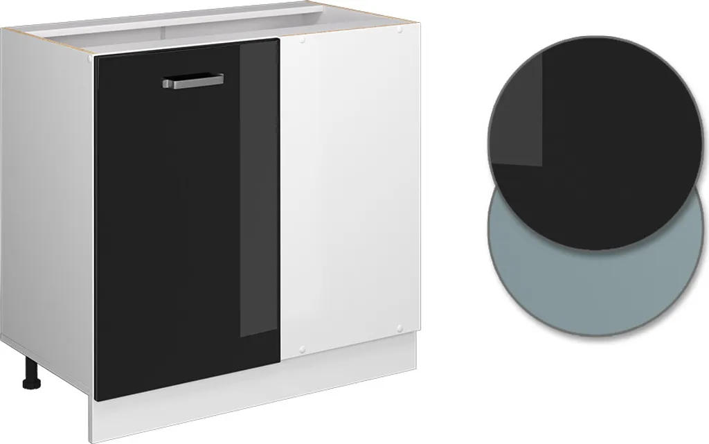 Vicco Mobile Cucina Angolare R-Line 86cm Nero Glossy - Modulare Chic - 5