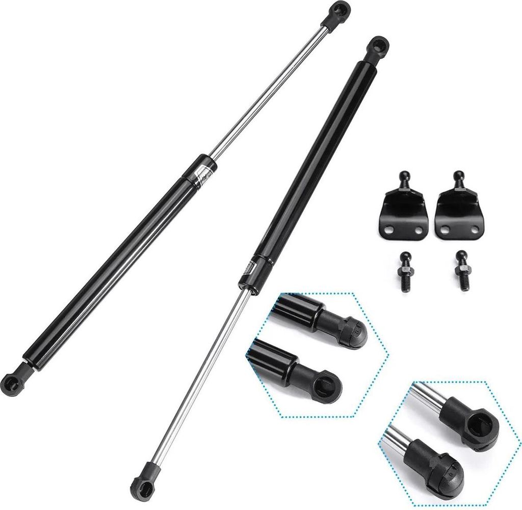 Gasdruckfedern - Liftstützen - Set 2-teilig - Länge 40 cm - Kraft 300 N - Edelstahl - Für Motorhaube & Heckklappe - Universelle Montage