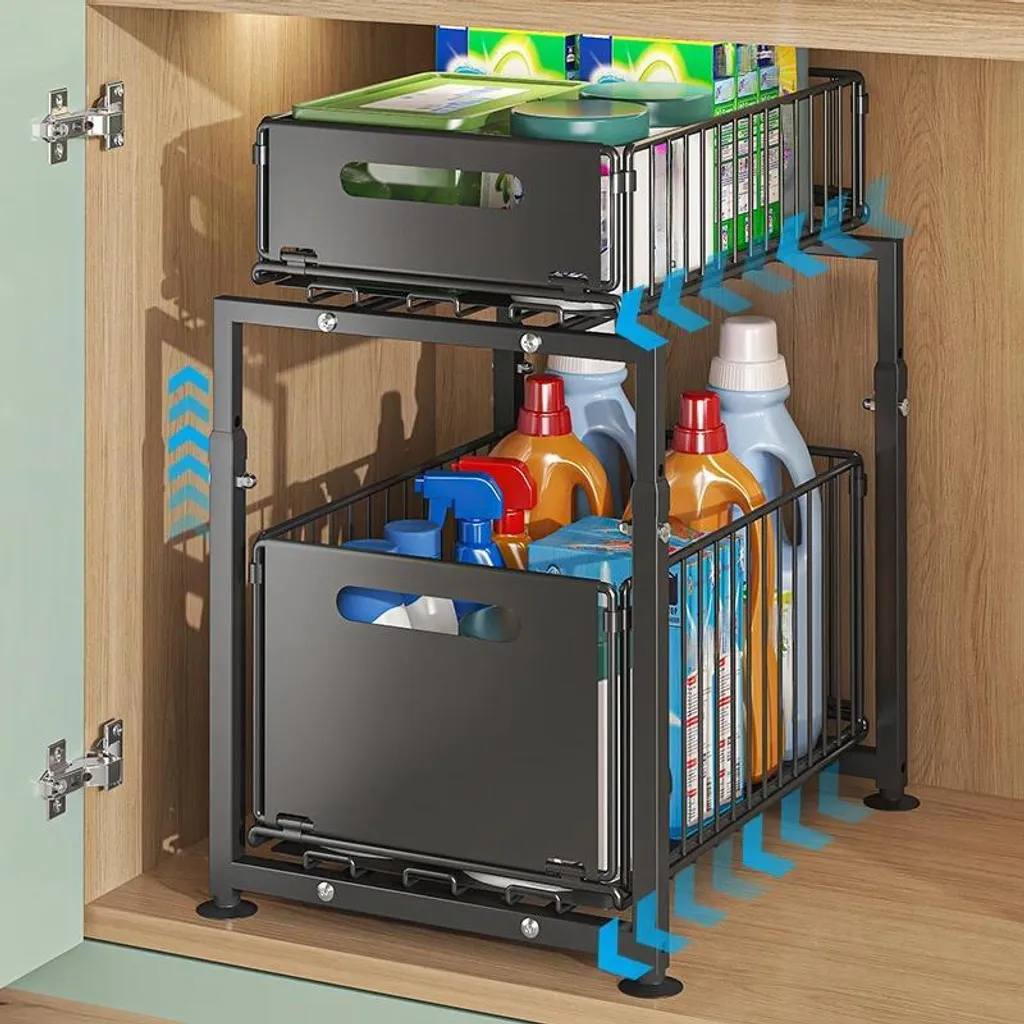 Étagère de rangement sous évier multifonction en acier pour cuisine et bain