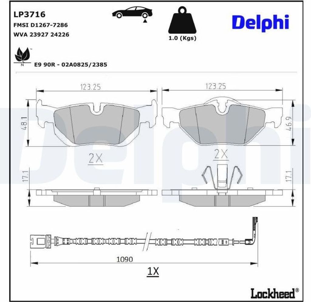 DELPHI Bremsbeläge Satz Hinten Bremsklötze für BMW X1 (E84) LP3716
