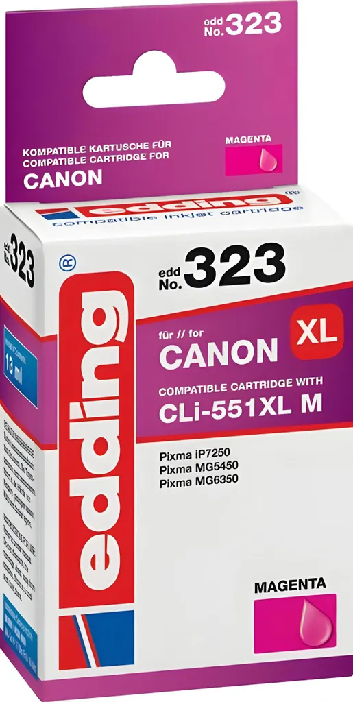 edding 18-323 Cartuccia Magenta per Canon CLI-551XL | Inchiostro Risparmio