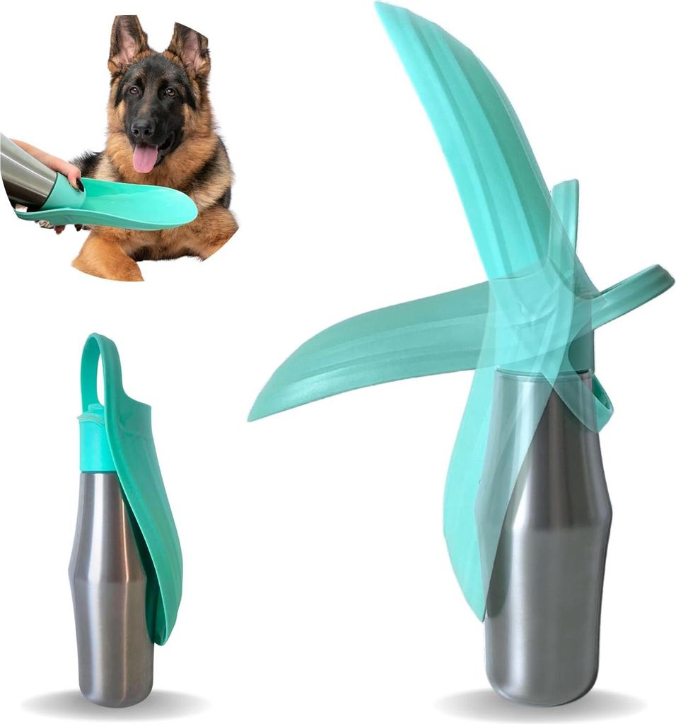750 ml Edelstahl-Wasserflasche für Hundespaziergänge, ungiftig, hält Wasser 24 Stunden lang frisch – kompaktes Reisezubehör für Hunde mit fa...