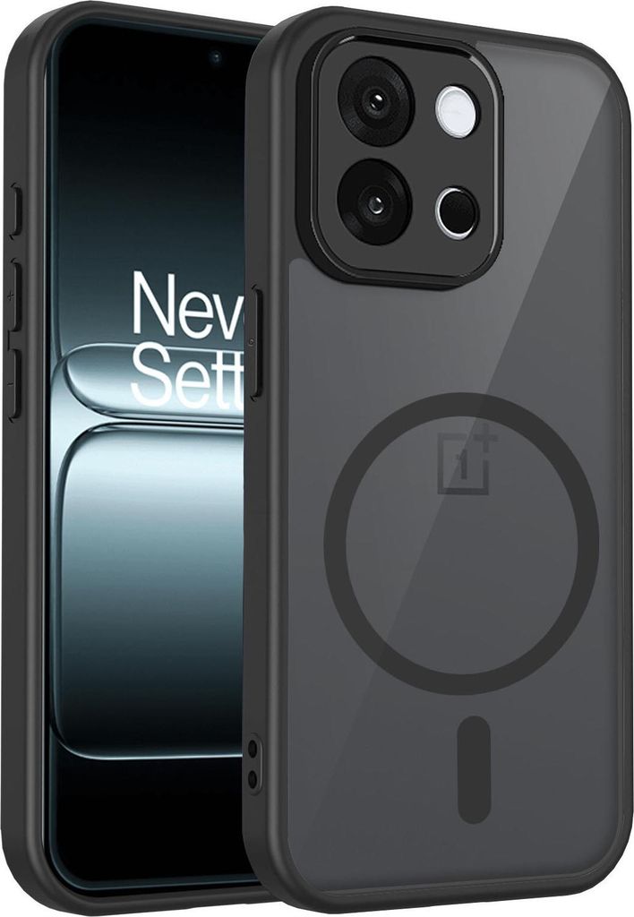 Magnetisch Hülle für OnePlus 13T/OnePlus 13s, Handyhülle Transluzente Hart PC Rückseite TPU Stoßfest Schutzhülle Schwarz