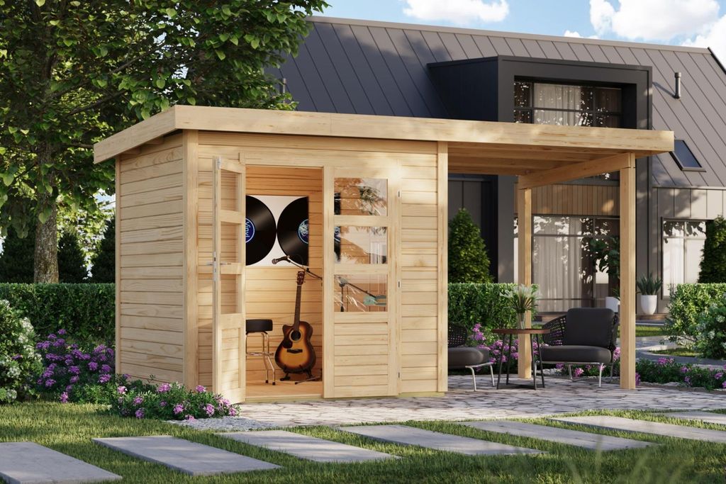 Karibu Gartenhaus Gerätehaus Kolbin 2 XXL naturbelassen 449x204x244 cm mit extra hoher Tür