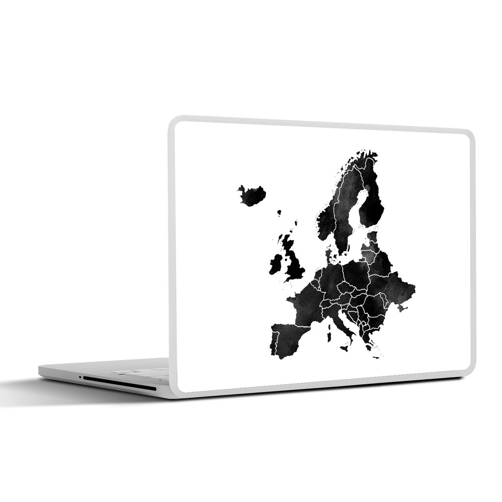 MuchoWow Laptop Aufkleber Sticker Cover Eurocard in dunkler Aquarellfarbe - schwarz und weiß 30x22 cm - Laptop-Sticker