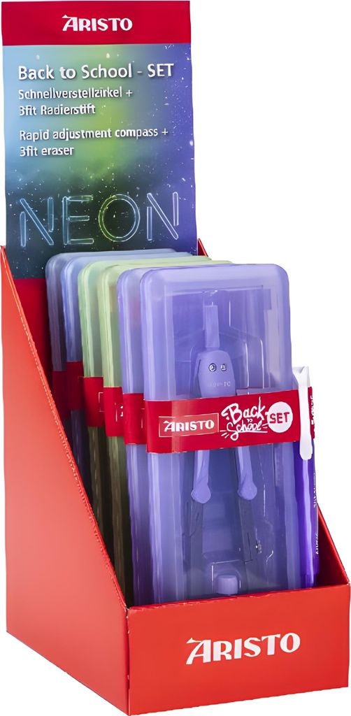 Aristo Display BTS SV-Zirkel Neon Serie 6 Stück in Neonfarben sortiert