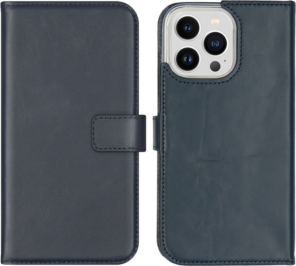 Selencia Echtleder Klapphülle iPhone 14 Pro Max - Blau