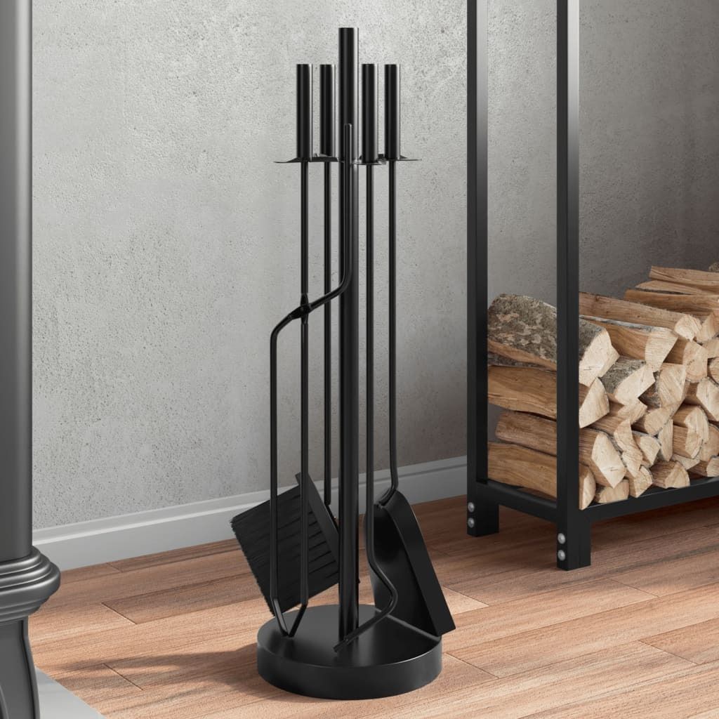 5-tlg. Kaminwerkzeug-Set 18x66 cm Stahl - Kaminbestecke Produktbild 