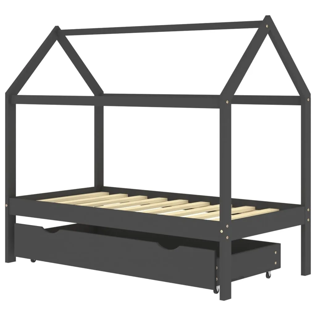 Lit enfant 80x160 cm gris foncé pour optimiser l'espace de chambre