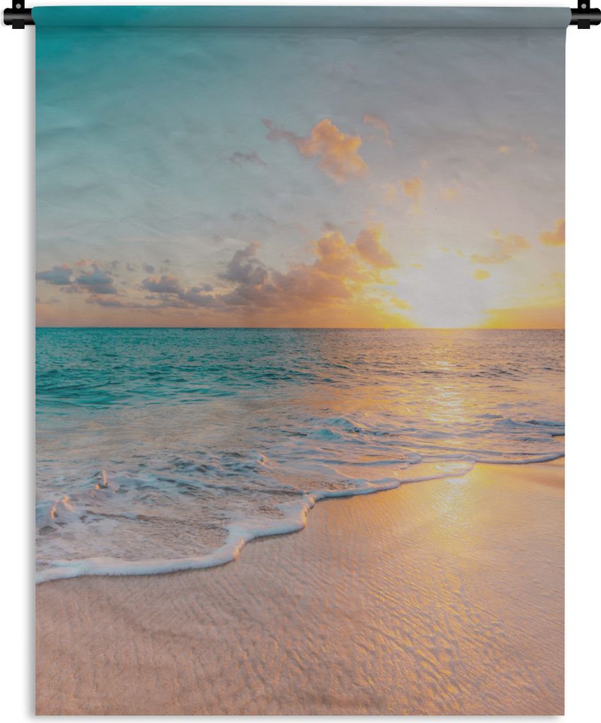 MuchoWow Wandteppich Wandbehang Sonnenuntergang - Strand - Meer - Sommer - Blau 60x80 cm Tapisserie Dekoration Wandtuch - Decke - Wandtücher - W...