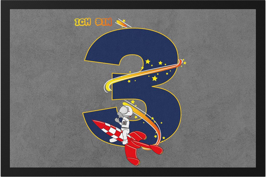 Ich Bin 3 Fußmatte 3. Geburtstag Weltall Astronaut Fans Rakete Geschenkidee 3 Jahre Alt