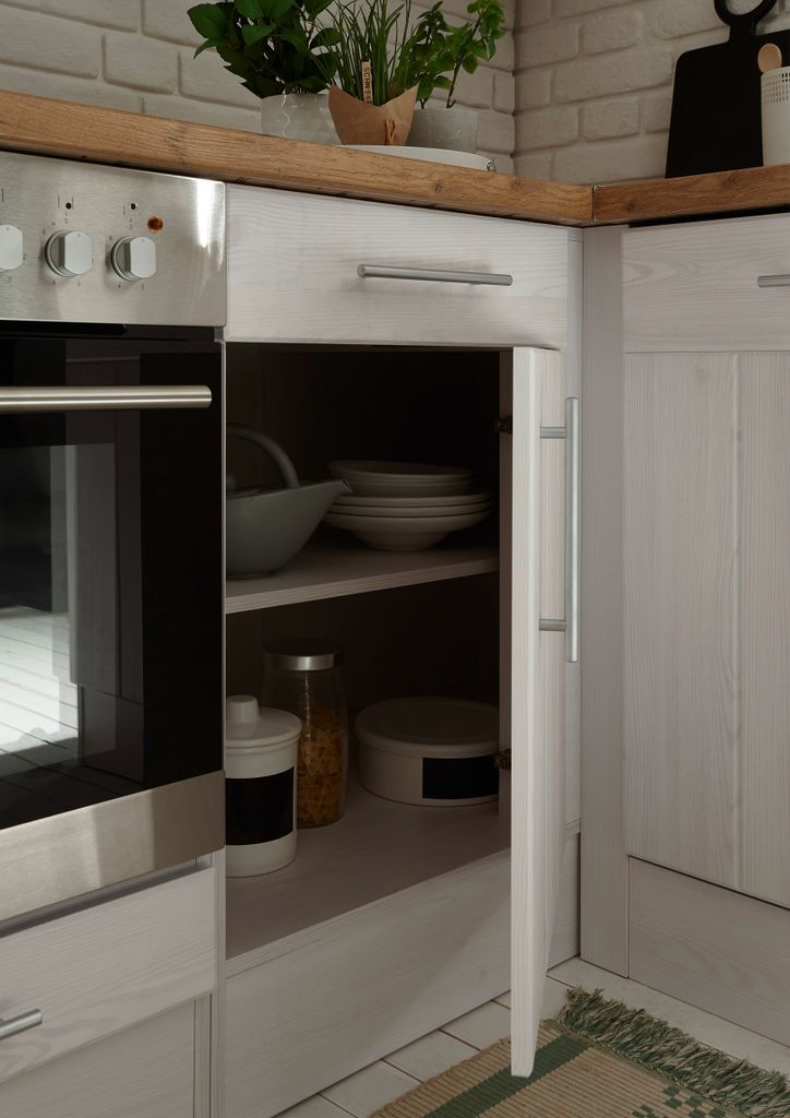 Küche Küchenzeile Küchenblock Landhausküche Einbauküche 250 cm weiß respekta 