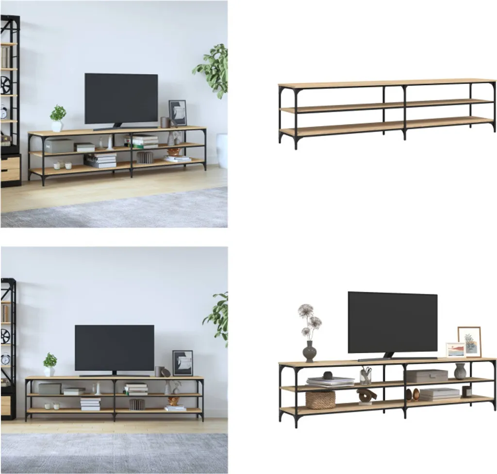Mobile TV 200cm Rovere Sonoma vidaXL: Porta TV Industriale Legno e Metallo