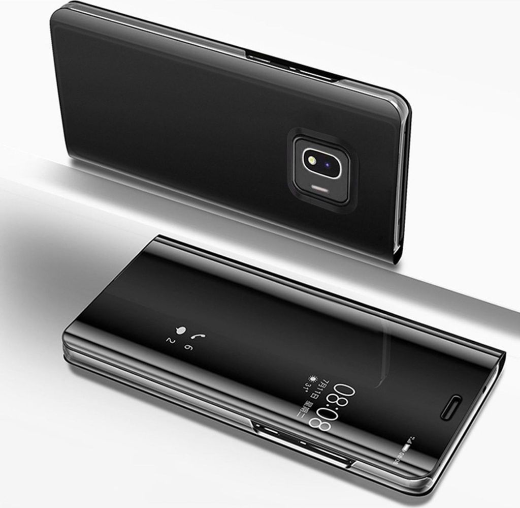 Handyhülle für Samsung Galaxy J4 Smart Cover Schutzhülle Clear View Case Schwarz