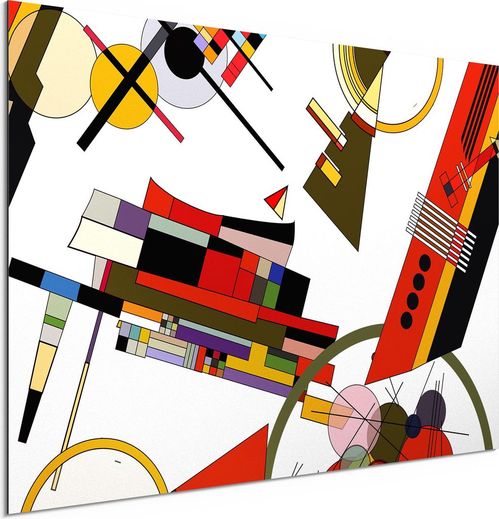 DEQORI Alu-Dibond Bild Weiß 60x40 cm 'Bauhaus Rhythmen' Wandbild Metall dünn Design
