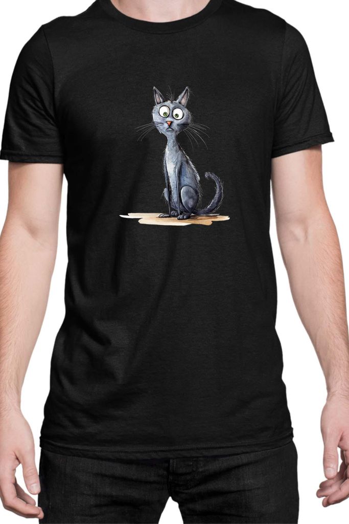 Herren T-Shirt Funny Cats Breeds Korat Cat, Man S / Schwarz