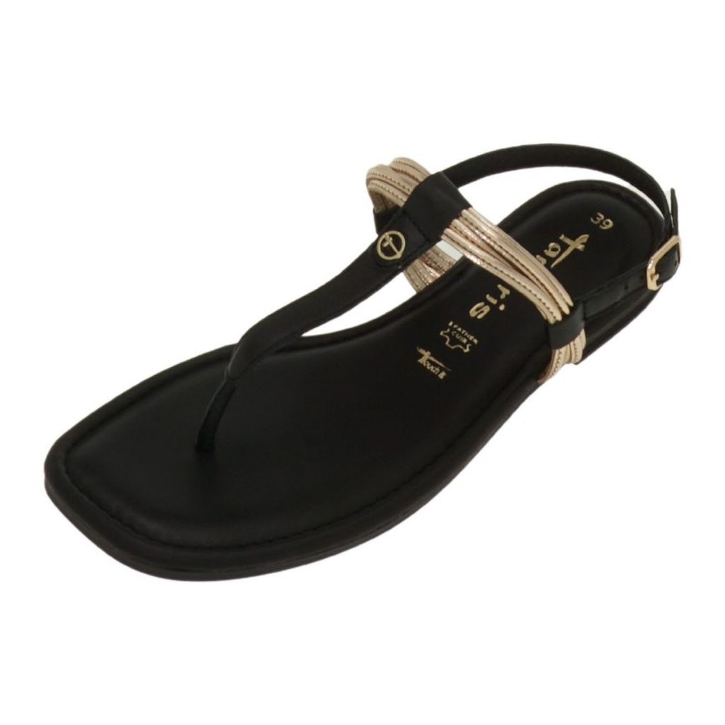 TAMARIS Damen Toe-Post Sandal Art: 1-1-28133-28 in black/gold (schwarz) - Größe:37