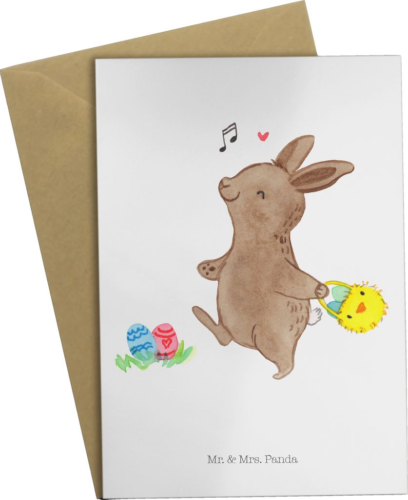 Mr. & Mrs. Panda Glückwunschkarte Hasen Eier suchen - Weiß - Geschenk, weihnachtskarten, Ostern, osterkarten, vatertagskarte, osterkarte, einladu...