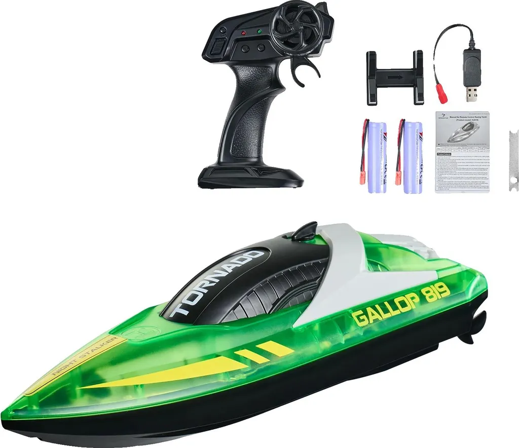 Bateau télécommandé pour piscine et lac vitesse 12 km/h vert RC